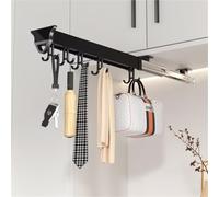 Support De Balai Et De Serpillère Extractible, Organisateur De Casseroles Et Poêles Extractibles, Support De Placard En Alliage D'aluminium Avec Crochets Réglables, Pour Armoire(18.11in-16 hook)