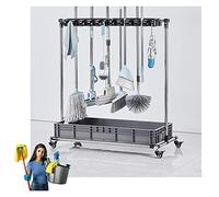 Support de Balai Utilitaire Mobile sur Pied, Chariot à Outils de Nettoyage Commercial, Fournitures d'entretien ménager, égouttoir à Balai Humide, étagère de Suspension pour Outils de Jardin