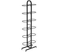 Support de balles de yoga robuste avec roulettes, support de rangement double face pour ballons d'exercice, organisateur peu encombrant pour la maison, la salle de sport, le studio