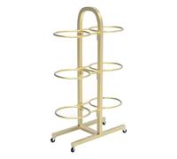 Support de balles de yoga robuste avec roulettes, support de rangement double face pour ballons d'exercice, organisateur peu encombrant pour la maison, la salle de sport, le studio