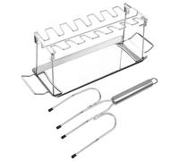 Support de barbecue en acier inoxydable pour baguettes de poulet | Support de baguettes avec fourchette | Grill extérieur pour four et barbecue | Support pour rôtissoire pour camping, jardin