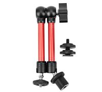 Support de base de bras universel réglable de 11 pouces, support de caméra en métal pour bras magique, bras magique en alliage d'aluminium rotatif à 360 ° avec adaptateurs à vis (11 pouces rouge)
