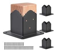 Support de base de poteau 4x4, support de rampe de terrasse enduit de poudre noire, ancrage de clôture en bois, taille intérieure 3,6 po, design esthétique, haute qualité