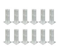 Support de base de poteau galvanisé robuste et réglable for terrasses, 4 et 8 pouces de hauteur, 2 à 12 pièces avec raccords de montage(12PCS 40x40x200mm)