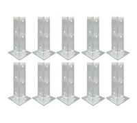 Support de base de poteau galvanisé robuste et réglable for terrasses, 4 et 8 pouces de hauteur, 2 à 12 pièces avec raccords de montage(10PCS 40x40x200mm)