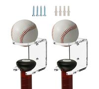 Support de baseball 2 pièces, support mural en acrylique pour batte de baseball, affichage vertical 2 en 1, rangement pour balles de softball et support de suspension pour battes, (Transparente)