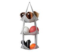 Support de basket-ball à 3 niveaux au-dessus de la porte Sac de rangement | Rangement d'équipement de sport pour basket-ball, volley-ball, football, gym, école, maison, garage