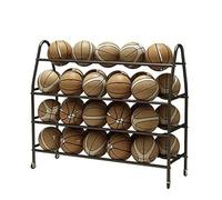 Support de Basket-Ball à 4 Niveaux avec roulettes, Grand présentoir à Ballons Noirs, Chariot pour 35 Ballons, Support de Volley-Ball de Garage