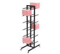Support de bloc de yoga - Présentoir à 5 niveaux double face pour tapis de yoga et rouleaux en mousse, portable avec roulettes, design peu encombrant pour un usage commercial, noir