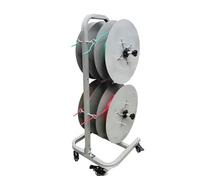 Support de bobine de câble portable, avec roulettes, distributeur de fil d'acier de qualité industrielle, cadre en acier soudé, diamètre de la tige de bobine 25/39 pour une,Silver-Diameter 39 cm