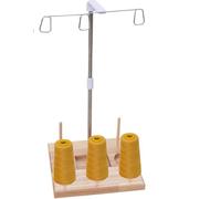 Support de bobine de fil pour machine à coudre - Support de fil pour grandes bobines et fil conique - Porte-fil stable avec base en bois pour machine à coudre domestique - Organiseur de fil pratique
