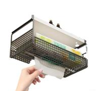 Support de boîte à mouchoirs à suspendre sous armoire avec matériau en fer, système de tirage lisse et base antidérapante stable pour serviettes en papier (noir)