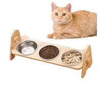 Support de Bols pour Chat Surélevé,Conteneur d'alimentation Incliné avec 3 Bols en Acier Inoxydable,Support pour L Assiette du Chat | pour la Maison Le Salon la Cuisine et l'Appartement