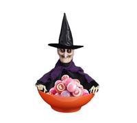 Support de bonbons de sorcière animé - Distributeur de bonbons de sorcière activé en mouvement pour Halloween avec lumière et couvercle en mouvement