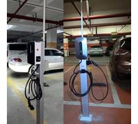 Support de borne de Recharge pour véhicule électrique, borne de Recharge Robuste avec Crochet en J et système de Gestion des câbles, Support de Recharge Durable pour Garage, Base de protecti