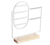 Support de boucles d'oreilles, organisateur bijoux bureau avec 20 crochets et 48 trous for bracelets, colliers, présentoir stand marché(Wit)