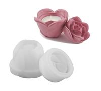 Support de bougie en forme de rose - En résine - Avec couvercles - Pour la fabrication de gobelets à bougies, coffret à bijoux, bougie chauffe-plat