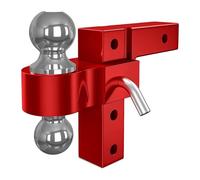 Support de boule d'attelage de remorque réglable, compatible avec les récepteurs de 2 pouces, les attelages de remorquage de 6 pouces, tige en aluminium forgé, boules de 2 pouces et 2-5/16 pouces(Red)