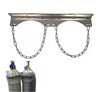 Support de bouteille de gaz robuste en acier inoxydable, support mural robuste pour réservoir d'air pour bouteilles de 8 L à 40 L, chaînes de sécurité réglables, pour atelier,(2 bottles)