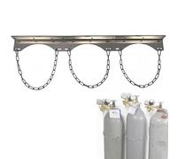 Support de bouteille de gaz robuste en acier inoxydable, support mural robuste pour réservoir d'air pour bouteilles de 8 L à 40 L, chaînes de sécurité réglables, pour atelier,(3 bottles)