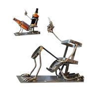 Support de bouteille de whisky, bière, soda en forme de tête de mort et de squelette drôle en métal steampunk, décoration unique pour maison, bar, fête d'Halloween