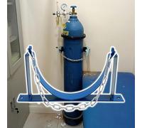 Support de bouteille d'oxygène O2, support métallique, cadre de fixation de bouteille de gaz bleu, support de rangement(1 Bottle - 35cm (13 4/5"))