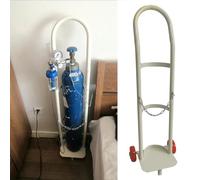 Support de Bouteille D'oxygène Porte-bouteilles D'oxygène Domestique à Roulettes, Petit Chariot Porte-bouteilles de Gaz Simple pour 15 L, Chariot Porte-bouteilles Fixe pour Hôpital(White)