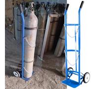 Support de Bouteille d'oxygène Robuste avec Grandes Roues, Support de gaz en Acier et étagère de Rangement, Support d'oxygène avec 2 chaînes de sécurité, Support de Bouteille d'azote pour bo