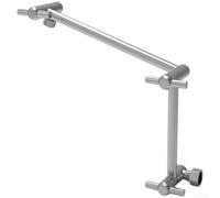 Support de bras de douche réglable en acier inoxydable avec tige d'extension et poignée en T pour pommeau de douche mural, mécanisme à double engrenage, support mural facile à installer (placage