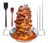 Support de Brochettes Verticales, Machine à Kebab en Acier Inoxydable avec 3 tailles différentes de pointes de remplacement et Plaque de Gril à Brochettes Verticales avec Poignée pour Steak Poulet