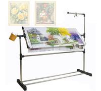 Support De Broderie avec Roues, Support De Cerceau De Broderie, Cadre De Sol pour Travaux D'aiguille avec Poulie, Support D'artisanat De Point De Croix Réglable en Hauteur à 360 °, Table De Broderie