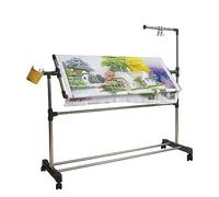 Support de broderie avec roulettes, cadre de sol réglable en hauteur, table de broderie debout, support de point de croix en acier inoxydable for support de couture artisanale