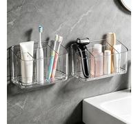 Support de brosse à dents électrique à fixation murale et sur comptoir, Organisateur de salle de bain 5-emplacements avec adhésif autocollant et trous de drainage - Adhésif imperméable, aucun perçage