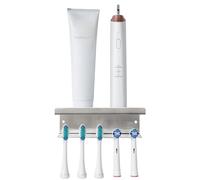 Support de Brosse à Dents en Acier Inoxydable18/8 avec Organiseur de Brosse à Dents Autoadhésif 3M et Distributeur de Dentifrice (Argent)