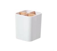 Support de brosse à dents en bois à 4 fentes avec compartiments amovibles pour organiser les brosses à dents, les tubes de dentifrice, les stylos et autres essentiels du quotidien dans une boîte de