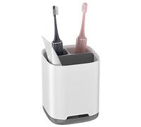 Support de brosse à dents en plastique PP et ABS à 3 emplacements | Fond antidérapant et amovible pour un nettoyage facile | Permet de ranger les brosses à dents électriques et le dentifrice | Panier