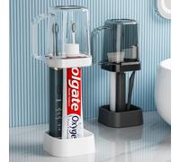 Support de brosse à dents en polypropylène pour salle de bain, dentifrice, porte-brosse à dents avec matériau PS pour rince-bouche, organisateur d'accessoires de salle de bain (blanc)