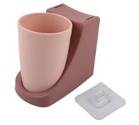 Support de brosse à dents mural pour salle de bain avec trous de drainage, installation sans perçage pour un montage simple et un usage domestique (rose)