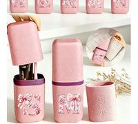 Support de brosse à dents portable avec nœud rose 26 lettres, garde votre brosse à dents propre et pratique à transporter ! Porte-brosse à dents pour le voyage, couvercle de gobelet de brosse à dents 