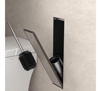 Support de brosse WC encastré, brosse WC cachée sur pied, dispose d'un mécanisme de verrouillage flexible, économise de l'espace, et est facile à nettoyer, pour niches de douche