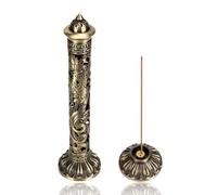 Support de brûleur de Tour d'encens, Support d'encens ertical de Support d'encens de bâton de Dragon de Phoenix de Bronze portatif avec Le Receveur pour Le décor à la Maison, Salon de thé