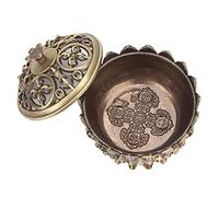 Support de brûleur d'encens Lotus, Support de bâton d'encens de Bol d'insence en Zinc Antique avec Couvercle pour bâton/cône/Bobine d'encens 7X 5cm(Bronze)