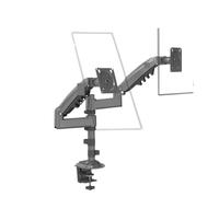 Support de Bureau à Ressort à gaz H180 for Deux écrans LCD de 22 à 32 Pouces, Support de TV LCD à Mouvement Complet, Bras Long Ergonomique de 2 à 12 kg, œillet de Serrage(Black)