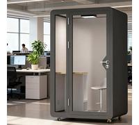 Support de bureau acoustique avec panneaux insonorisants et système d'éclairage pour des réunions tranquilles à la maison ou dans les salles de conférence, idéal pour l'intimité et le travail ciblé