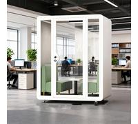 Support de bureau acoustique avec panneaux insonorisants et système d'éclairage pour des réunions tranquilles à la maison ou dans les salles de conférence, idéal pour l'intimité et le travail ciblé
