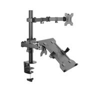 Support de bureau ART RAMM-L-24 pour 2 écrans 10"-32", VESA 75x75/100x100mm, Charge max 12.5kg, Montage vis, Métal Noir