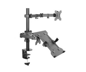 Support de bureau ART RAMM-L-24 pour 2 écrans 10"-32", VESA 75x75/100x100mm, Charge max 12.5kg, Montage vis, Métal Noir