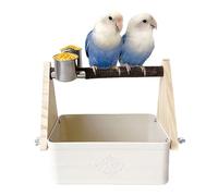 - Support de bureau avec double bol - Support à oiseaux pour cage intérieure | Support portable pour perchoir et défection, plats d'eau et mangeoires pour oiseaux Lovebird Shotel Cockatiel
