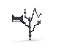 Support d'écran pour config. streaming, 4 bras, régl. en hteur, pivot.