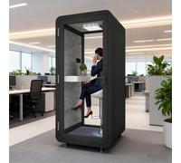 Support de bureau insonorisé - Cabine acoustique mobile avec panneaux pour appels et réunions silencieux, design portable pour étude et bureau
